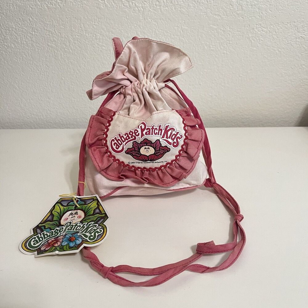 Vintage Cabbage Patch Kids Canvas Pink Cinch Shoulder Bag Purse w/ TAG 1983